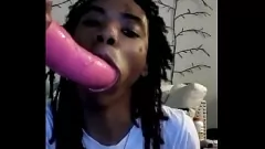 Play Sloppy Ebony Ladyboy Tavaius in Hardcore Anal Action